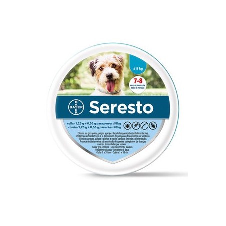Seresto Collare Antiparassitario Cani fino a 8 kg 38 cm Protezione Pulci e Zecche 8 Mesi