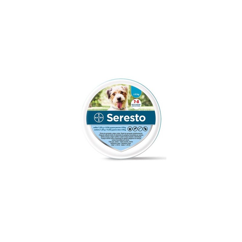 Seresto Collare Antiparassitario Cani fino a 8 kg 38 cm Protezione Pulci e Zecche 8 Mesi
