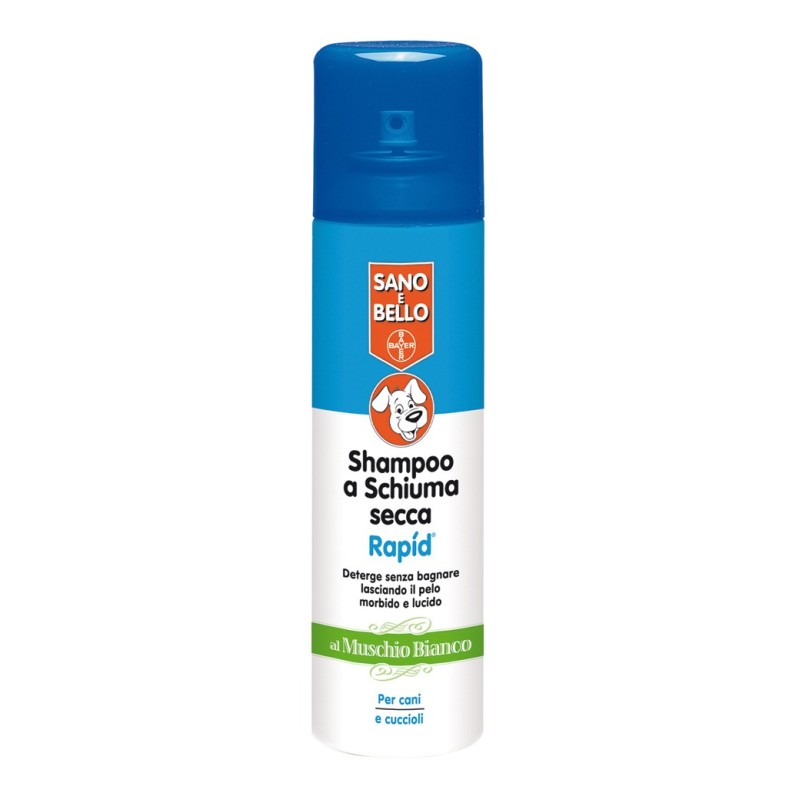 Bayer Shampoo Schiuma Secca Rapid Muschio Bianco 300 ml Pulizia Veloce Senza Acqua