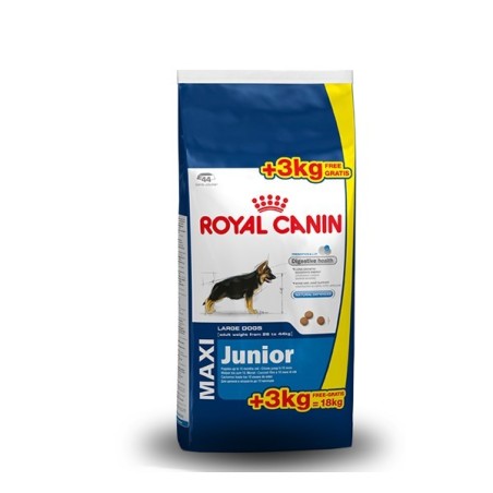 Royal Canin Maxi Junior kg 15 + kg 3 in omaggio