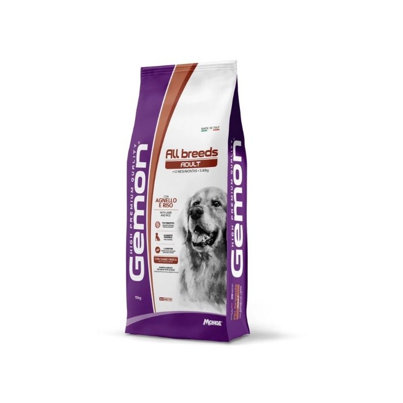 Gemon by Monge Adult All Breeds con agnello e riso formato da 15 Kg