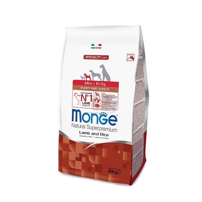 Monge SUPERPREMIUM mini adult agnello e riso per cane da 800 gr