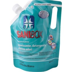 Sanibox Detergente Igienizzante elimina odori da 1 litro Profumazione Muschio Bianco