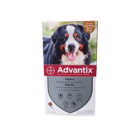 Elanco Antiparassitario Advantix Spot-on per cani oltre 40 kg fino a 60 kg 4 pipette da 6,00 ml
