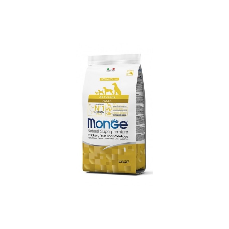 Monge SUPERPREMIUM ALL BREEDS ADULT Pollo con Riso e Patate da 2,5 kg cane 