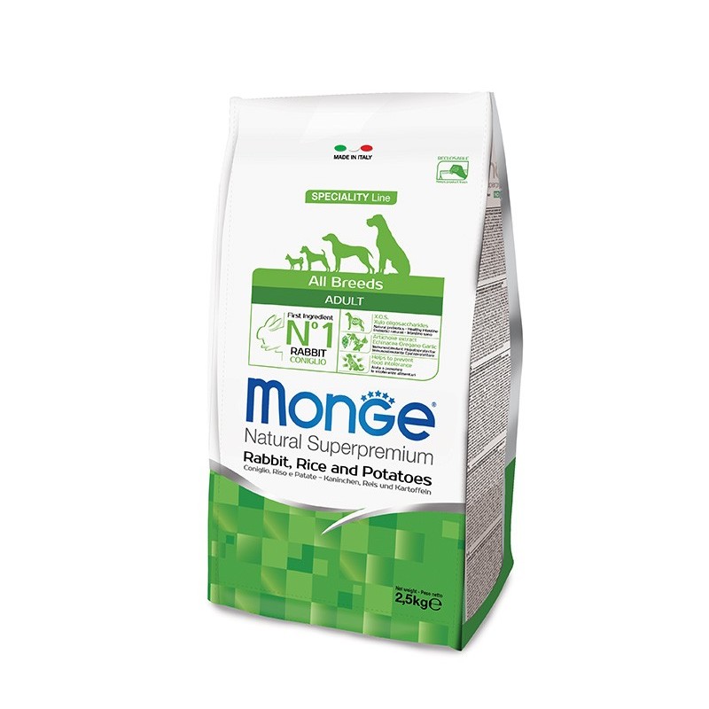 MONGE SUPERPREMIUM All Breeds Adult Coniglio, Riso e Patate da kg 2,5 cane