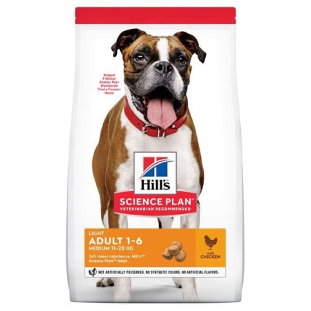 Hill's Science Plan Canine Adult Medium Light con Pollo 14 Kg secco 12+2 Kg Offerta € 3,75 / kg