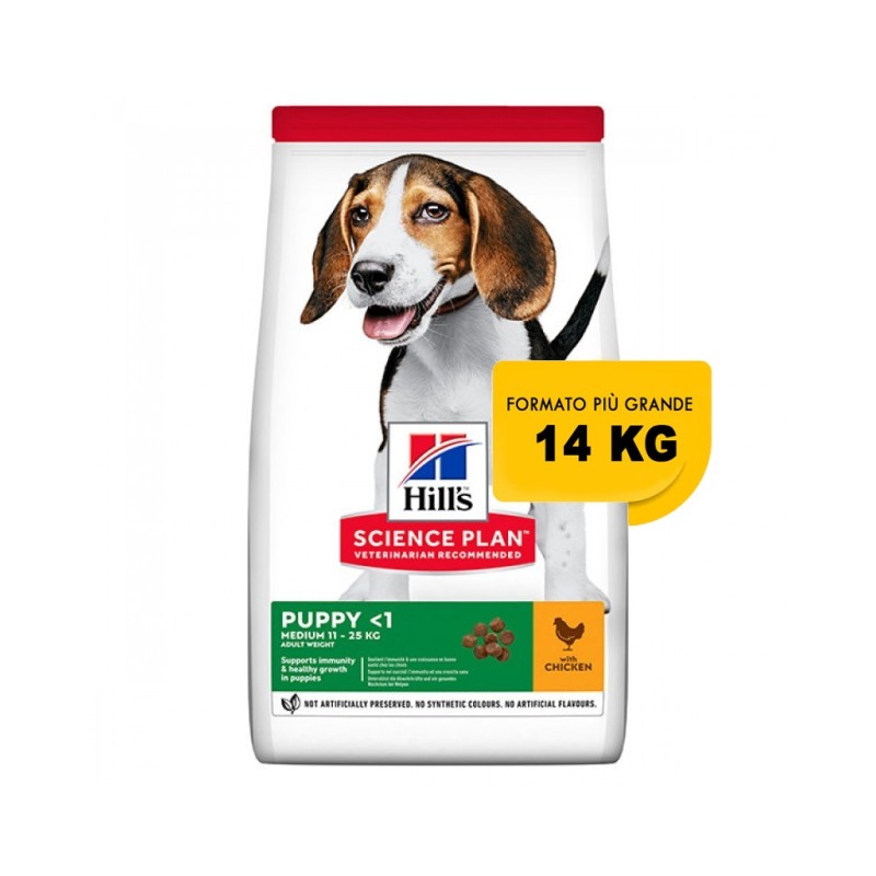 Hill's Science Plan Puppy Healthy Development Medium Chicken Pollo 14 Kg secco ex 12 kg OFFERTA € 3,45 / kg