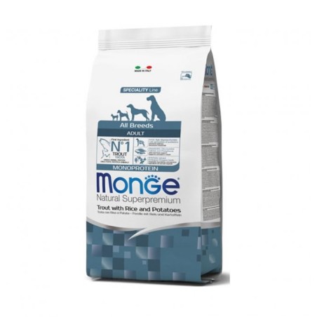 Monge Superpremium All Breeds Adult Monoproteico Trota con Riso e Patate da kg 12 cane