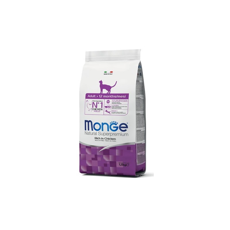 Monge Natural Superpremium Gatto Adult Ricco in Pollo da kg 1,5