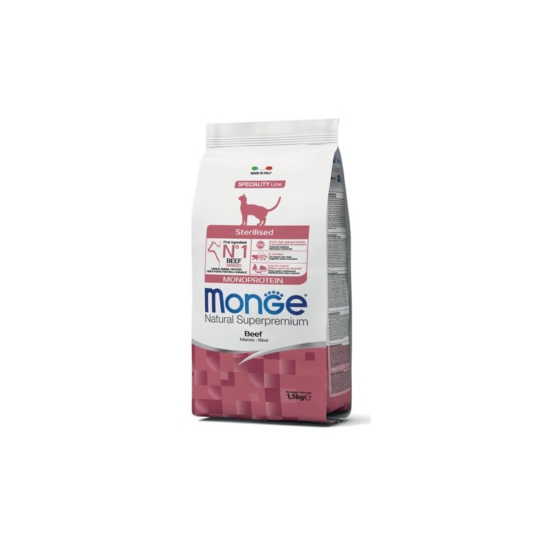 Monge Natural Superpremium Monoproteico Sterilizzato Gatto Adulto Manzo da kg 1,5