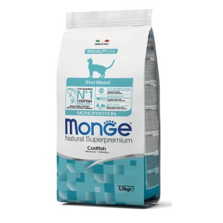 Monge Natural Superpremium Monoproteico Sterilizzato Gatto Adulto Merluzzo da kg 1,5