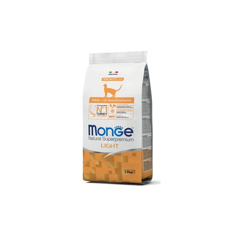 Monge Natural Superpremium Gatto Adult Light Tacchino da kg 1,5
