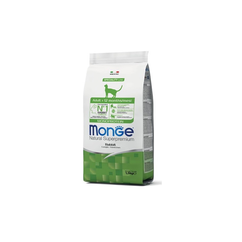 Monge Natural Superpremium Monoproteico Gatto Adulto Coniglio da kg 1,5 