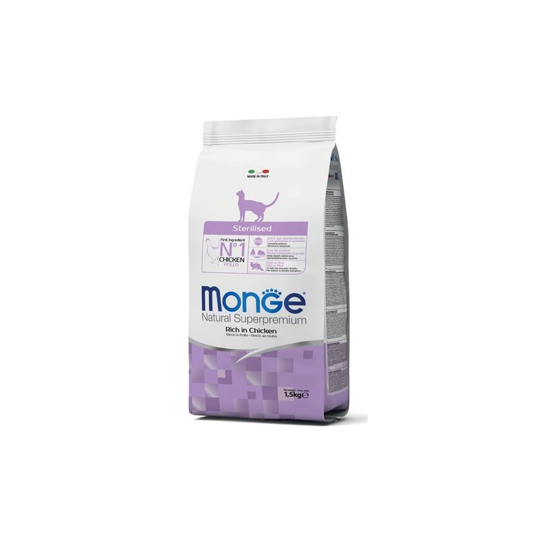 Monge Natural Superpremium Gatto Adult Sterilizzato Ricco di Pollo da kg 10