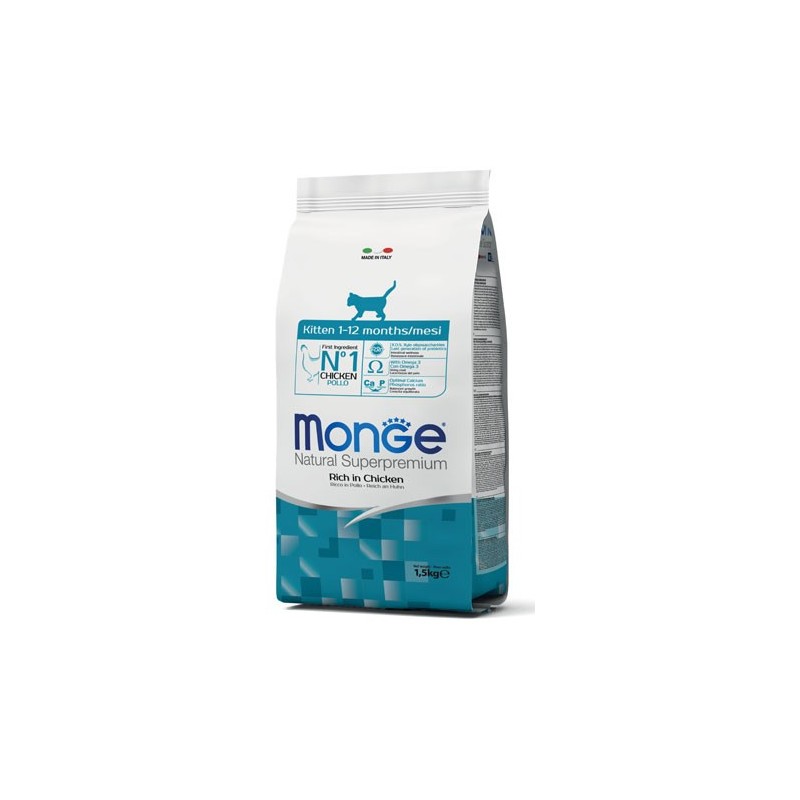 Monge Natural Superpremium Gatto Kitten Ricco in Pollo da kg 1,5