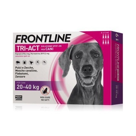 Boehringer Ingelheim Frontline Tri-Act Spot-On Antiparassitario per Cane da 6 Pipette da 20 - 40 kg € 5,86 Cadauna