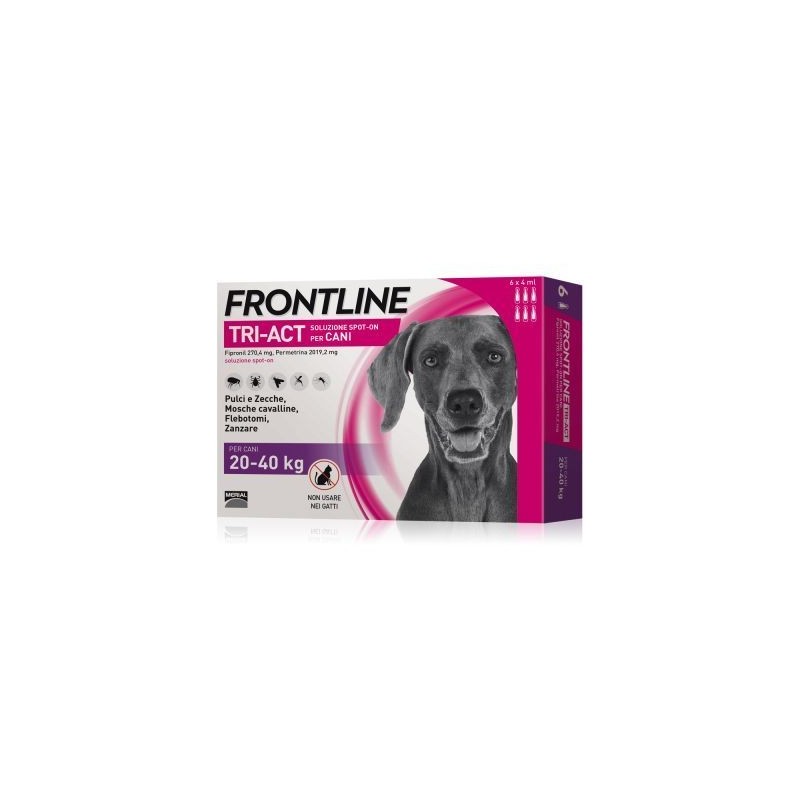 Boehringer Ingelheim Frontline Tri-Act Spot-On Antiparassitario per Cane da 6 Pipette da 20 - 40 kg € 5,86 Cadauna