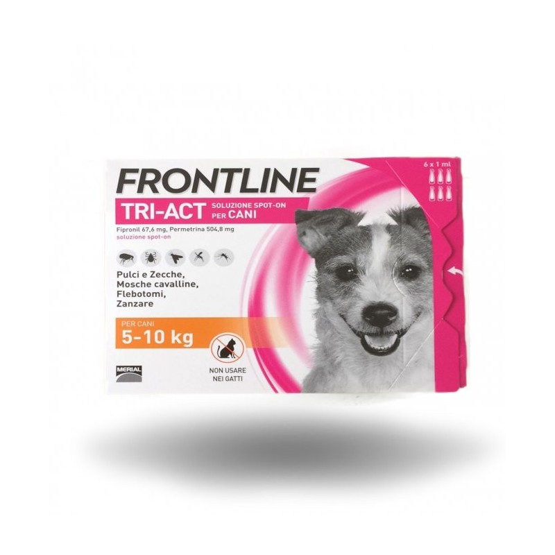 Boehringer Ingelheim Frontline Tri-Act Spot-On Antiparassitario per Cane S da 6 Pipette da 5 - 10 kg 