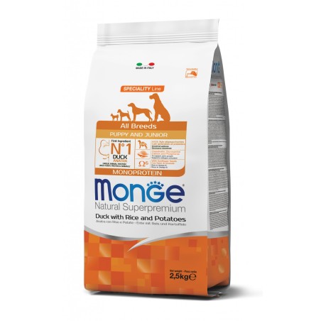 Monge Superpremium All Breeds Puppy & Junior Anatra Riso e Patate da kg 12