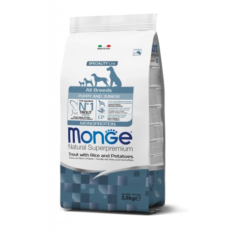 Monge Superpremium All Breeds Puppy & Junior trota riso e patate da kg 12