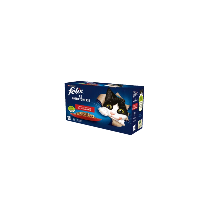 Purina Felix selezioni deliziose in gelatina manzo e pollo confezione da 12 bustine da 85 gr