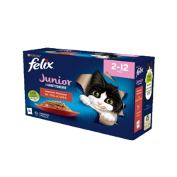 Purina Felix Junior le ghiottonerie selezioni deliziose in gelatina manzo e pollo confezione da 12 bustine da 85 gr