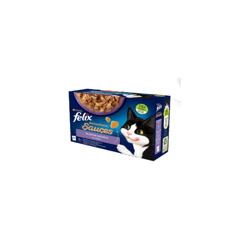 Purina Felix selezioni saporite in salsa sauces sensations confezione da 12 bustine da 85 gr