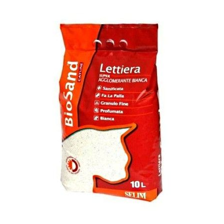 BIOSAND Lettiera Super Agglomerante Bianca Profumata al Borotalco 10 L (8,7 kg) Per Gatti
