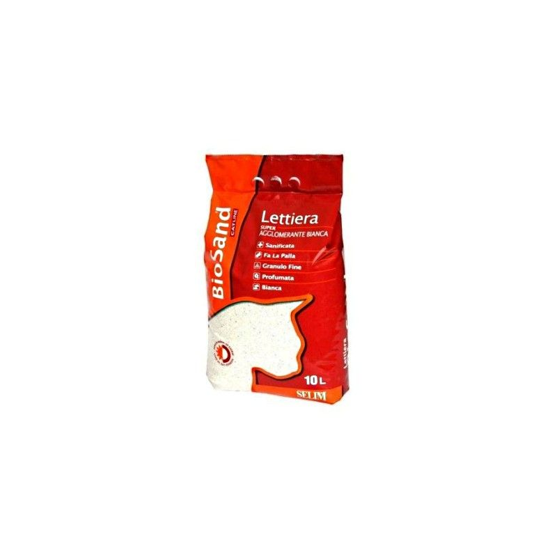 BIOSAND Lettiera Super Agglomerante Bianca Profumata al Borotalco 10 L (8,7 kg) Per Gatti