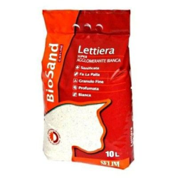 BIOSAND Lettiera Super Agglomerante Bianca Profumata al Borotalco 10 L (8,7 kg) Per Gatti