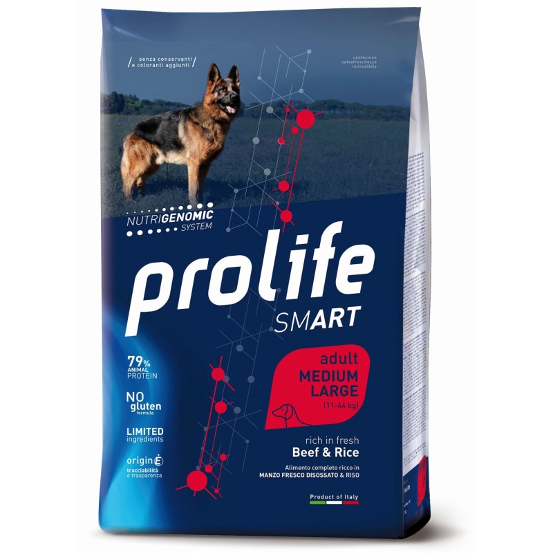 Prolife Smart Adult Manzo Fresco disossato e Riso Medium Large da kg 12