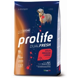 Prolife Dual Fresh Adult  Manzo Fresco disossato, Oca Fresca disossata e Riso Medium/Large da kg 12