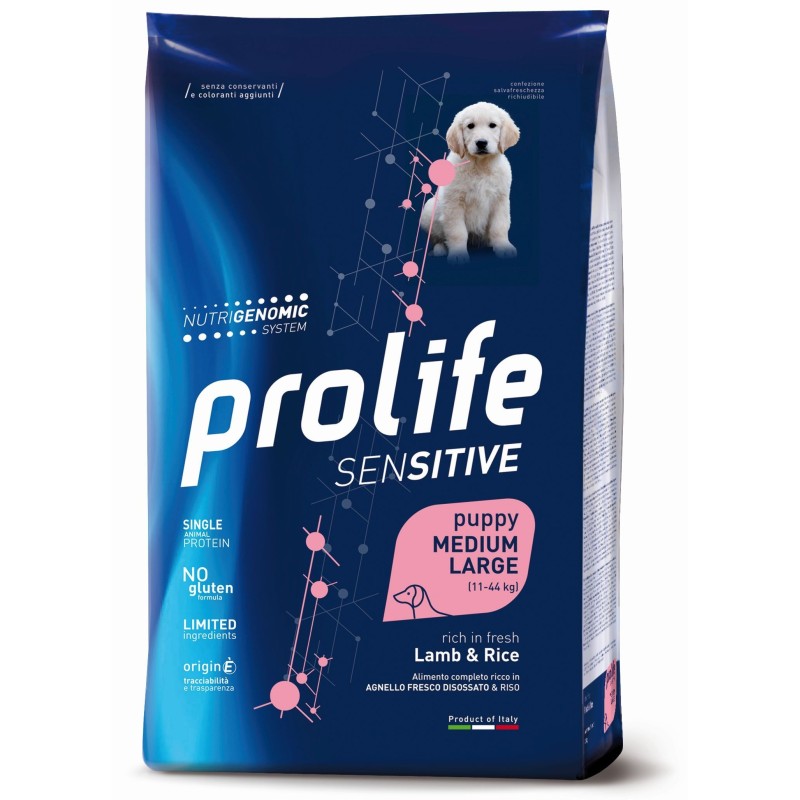 Prolife Sensitive Puppy Agnello Fresco disossato e Riso Medium/Large da kg 10