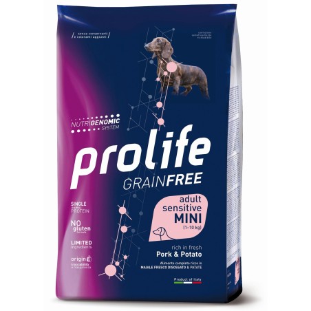 Prolife Grain Free Adult Sensitive Maiale Fresco disossato e Patate Mini da kg 7