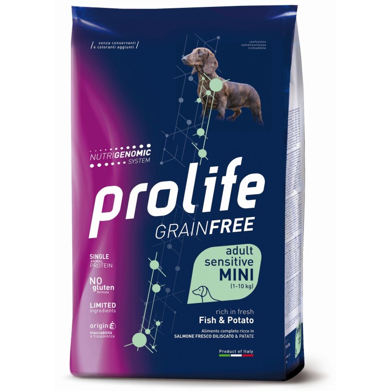Prolife Grain Free Adult Sensitive Salmone Fresco diliscato e Patate Mini da kg 7