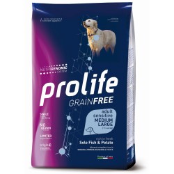 Prolife Grain Free Adult Sensitive Sole Sogliola Fresca diliscata e Patate Medium/Large da kg 10