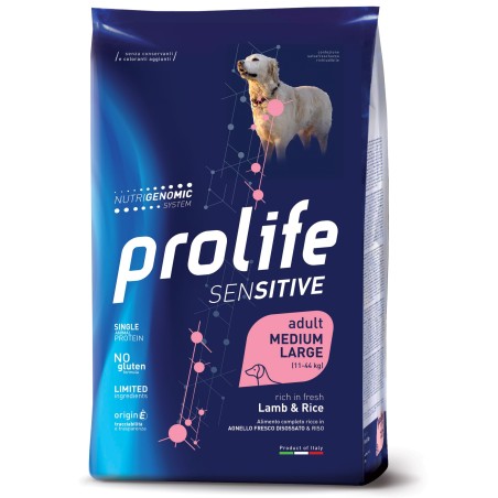 Prolife Sensitive Adult Agnello Fresco disossato e Riso Medium/Large da kg 10