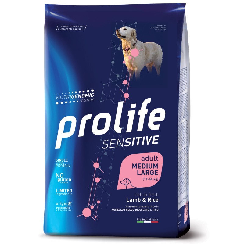 Prolife Sensitive Adult Agnello Fresco disossato e Riso Medium/Large da kg 10
