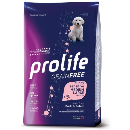 Prolife Grain Free Puppy Sensitive Maiale Fresco disossato e Patate Medium/Large da kg 10