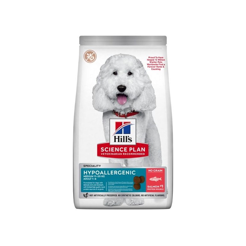 Hill's Science Plan Hypoallergenic No Grain Adult Medium Dog al Salmone da kg 14