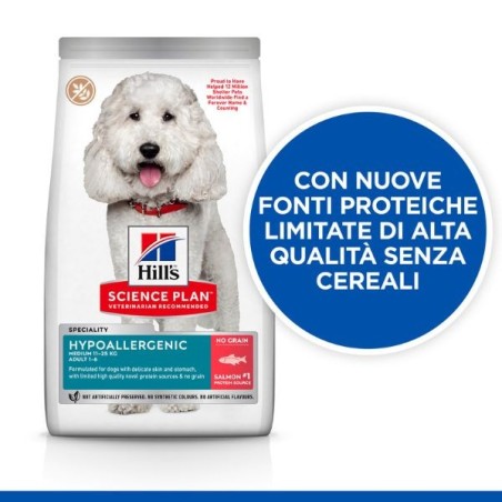 Hill's Science Plan Hypoallergenic No Grain Adult Medium Dog al Salmone da kg 14