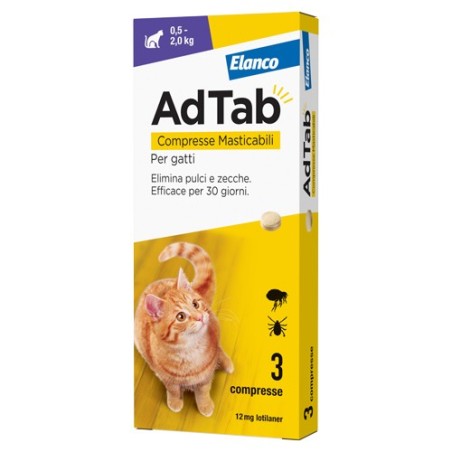 Elanco Adtab Per Gatti Da 0,5 A 2 kg 3 Compresse Masticabili 12 mg