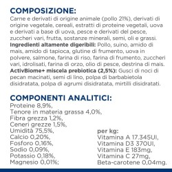 Hill' s Prescription Diet i/d Gastrointestinal Biome Spezzatino per gatti con pollo e verdure aggiunte da 82 gr