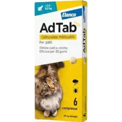 Elanco Adtab Per Gatti Da 2 A 8 kg 6 Compresse Masticabili 48 mg Spedizione Rapida