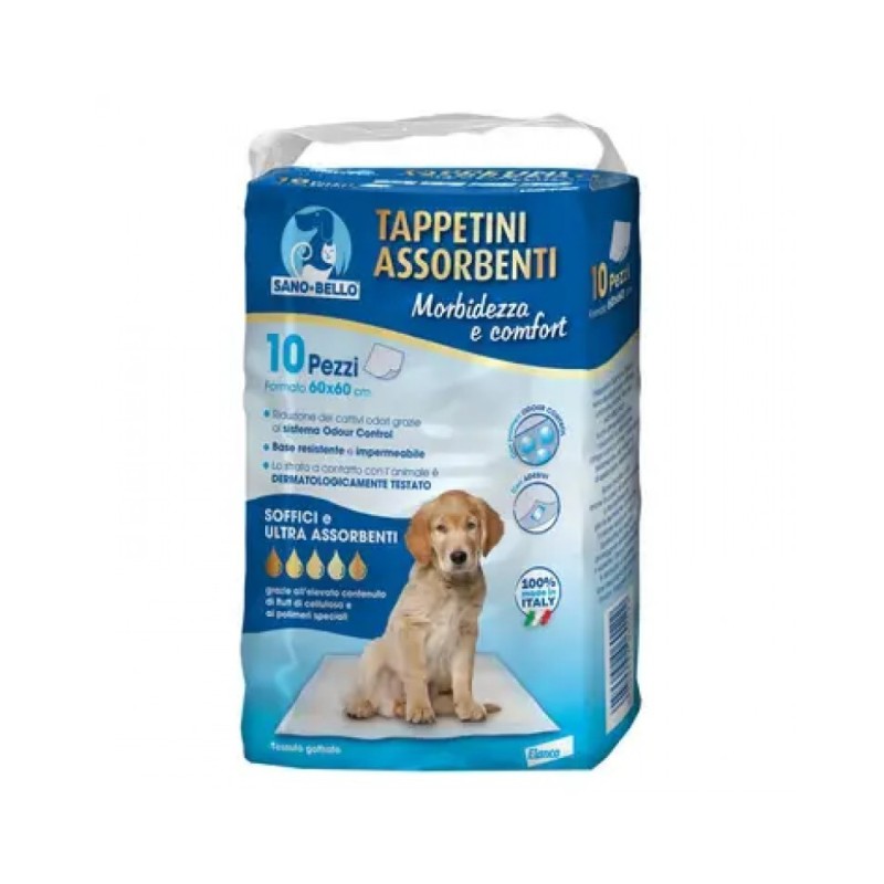 Elanco Sano & Bello Tappetini Assorbenti Per Cani 10 Pezzi 60 x 90 cm (Disp. Confezione da 8 Pezzi € 35,90)