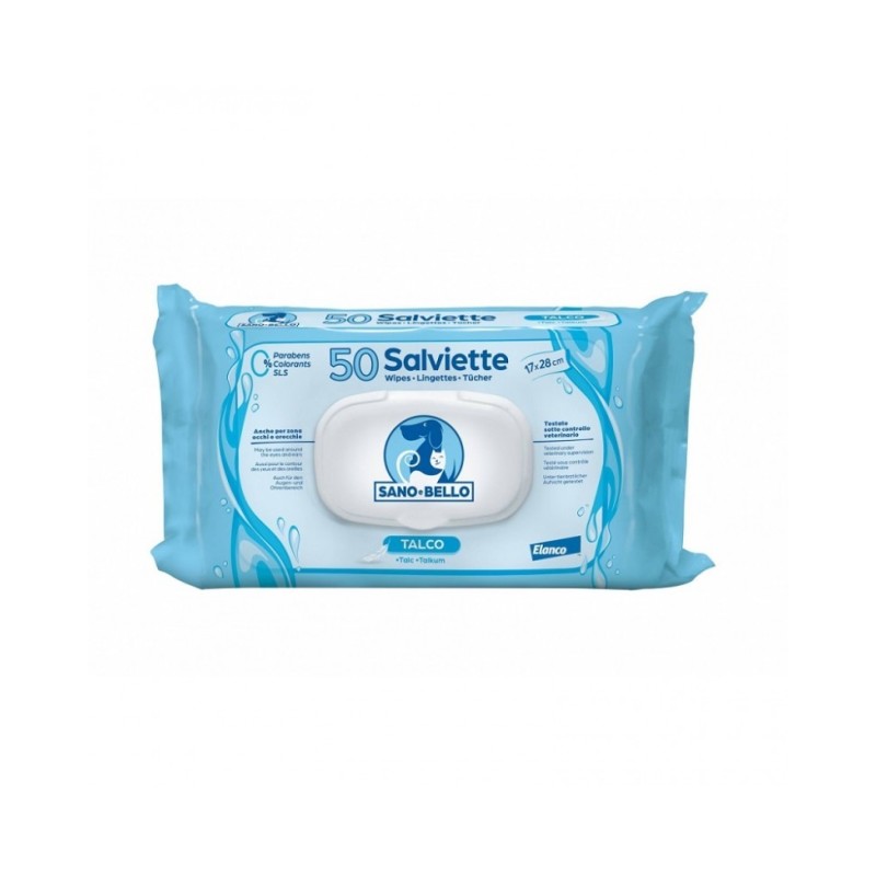 Elanco Salviette Detergenti Talco per Cani da 50 Pezzi