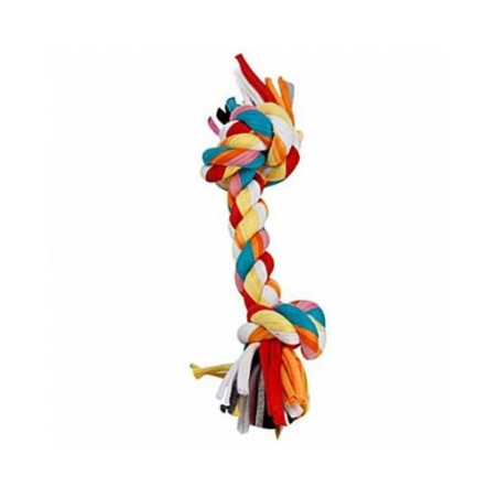 LEOPET CORDA 2 NODI IN COTONE INTRECCIATO MULTICOLORE Cm 35