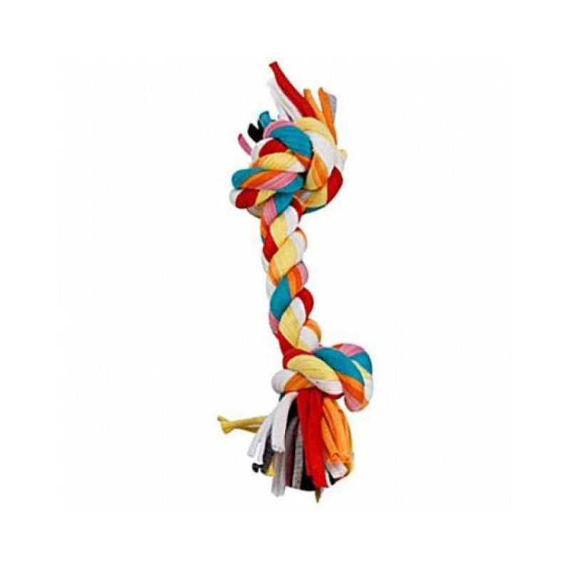 LEOPET CORDA 2 NODI IN COTONE INTRECCIATO MULTICOLORE Cm 35