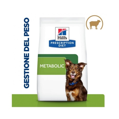 Hill's PRESCRIPTION DIET Metabolic crocchette per cani per la gestione del peso con agnello e riso da kg 12